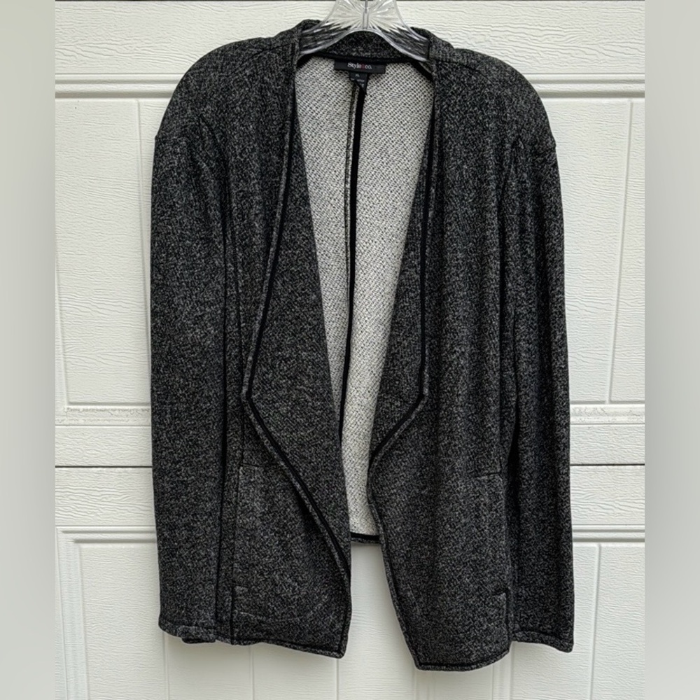 Style & Co. Women's Black Open-Front Jacket